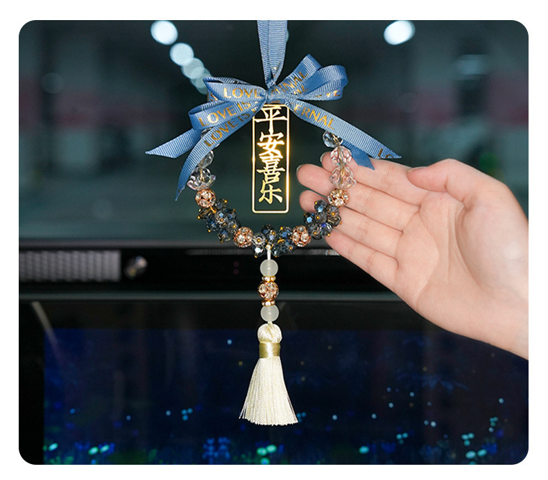 Cross-Border Hot-Selling Pendant, Peace and Joy Wheat Ear Car Decoration Pendant, Creative Car Rearview Mirror Hanging Ornament