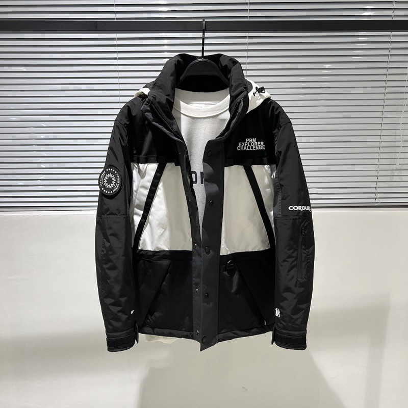 Men's Clothing Outdoor Thickened Coat Jacket Men's Black And White Color Matching Hooded Coat Jacket Trend_voghion.com