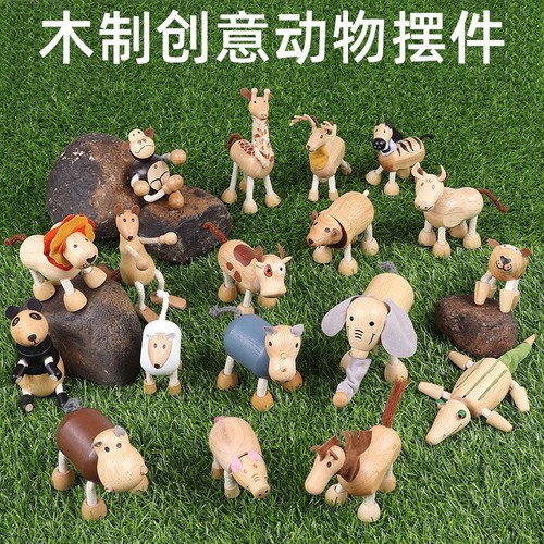 Wooden Ins Simulation Forest Animal Puppet Model Cognitive Puppet Home Interior Shooting Prop Ornament Toy