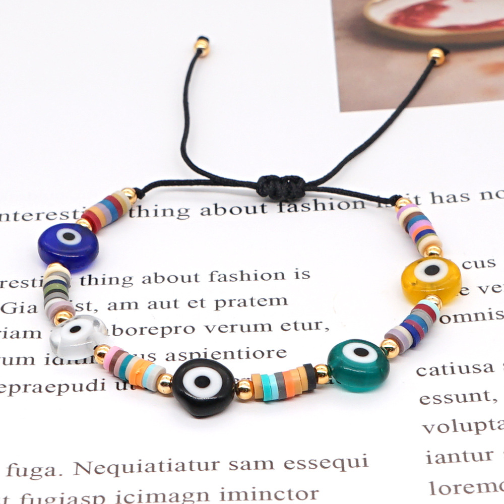 Simple Bohemian Hand Ethnic Glass Eye Bead Bracelet display picture 2