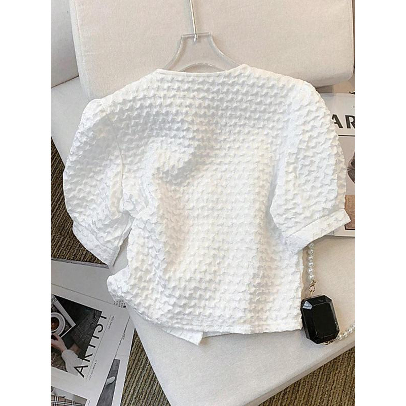 2026秋冬跨境外贸新款秋季女士纯色衬衫优雅圆领短袖