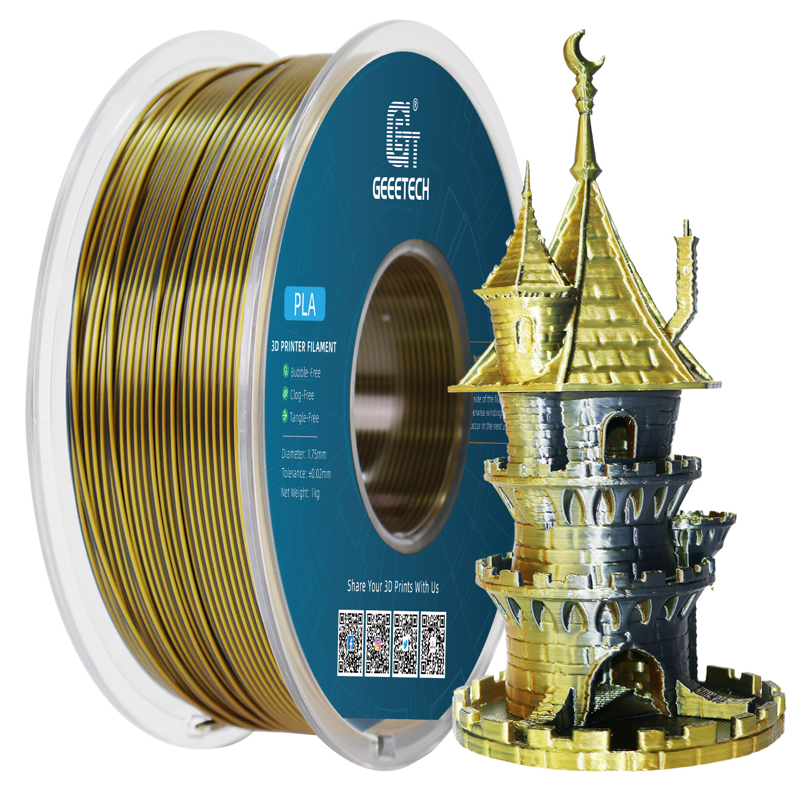 Imitation silk two-color black gold