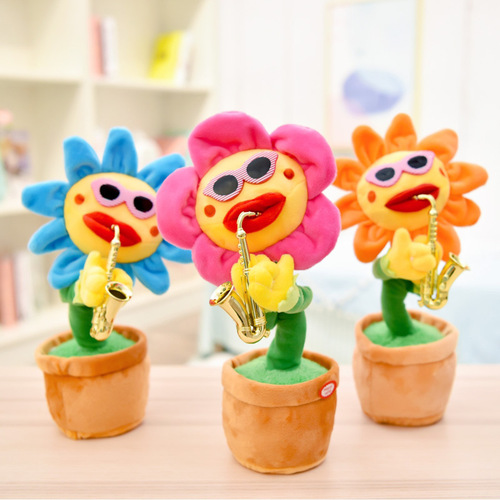 Internet celebrity saxophone, enchanting sunflower, singing and dancing sunflower, children's toy, talking gift