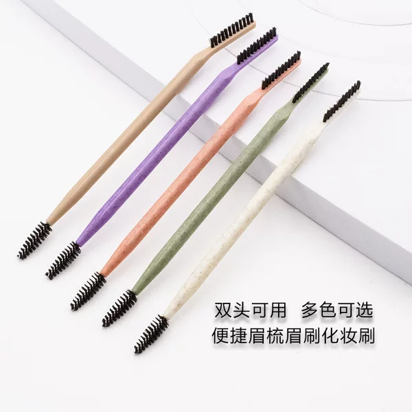 Novice Waterproof Artifact Multi-color Double-head Portable Ultra-fine Bristles Spiral Head Bending Eyebrow Brush Flat Eyebrow Comb