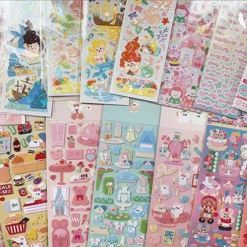 Original Korean version of Goo Card set, cute cartoon children's handbook stickers, laser Gooka stickers, handbook stickers wholesale