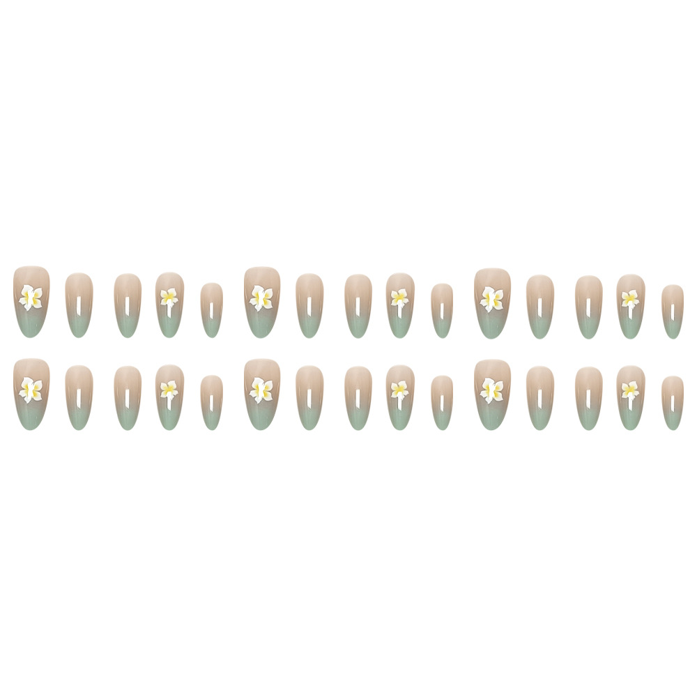 Manicura en forma de almendra con flores simples, uñas en relieve 3D, 30 piezas, pegatinas de uñas tridimensionales image 6