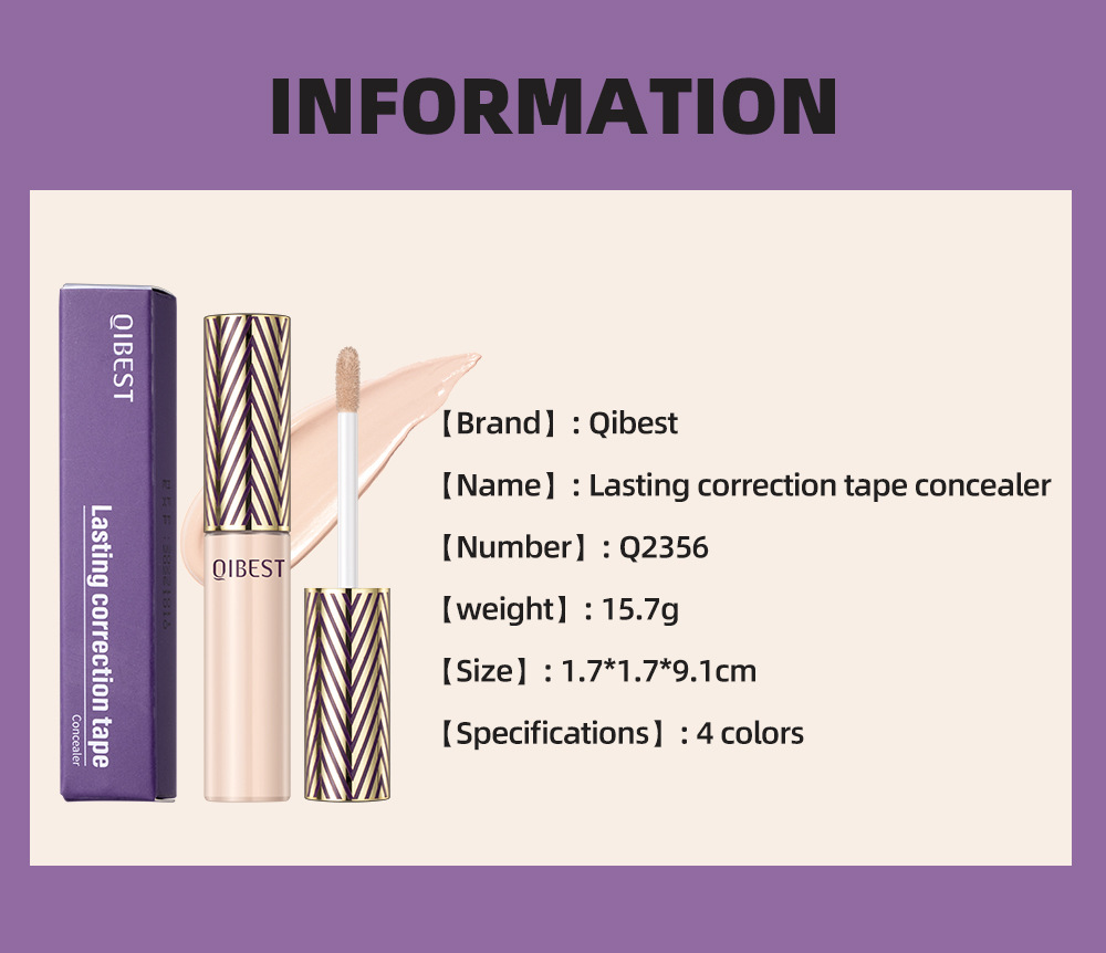 QIBEST Concealer is waterproof, sweat-proof, long-lasting, and does not easily smudge. It can cover pigmentation, acne marks, fade dark circles, and is a contouring liquid undefined