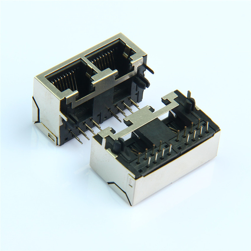 RJ45 network port connector dual-port non-light network cable interface connector 8P8C Crystal Head seat socket RJ45 network port connector dual-port non-light network cable interface connector 8P8C Crystal Head seat socket