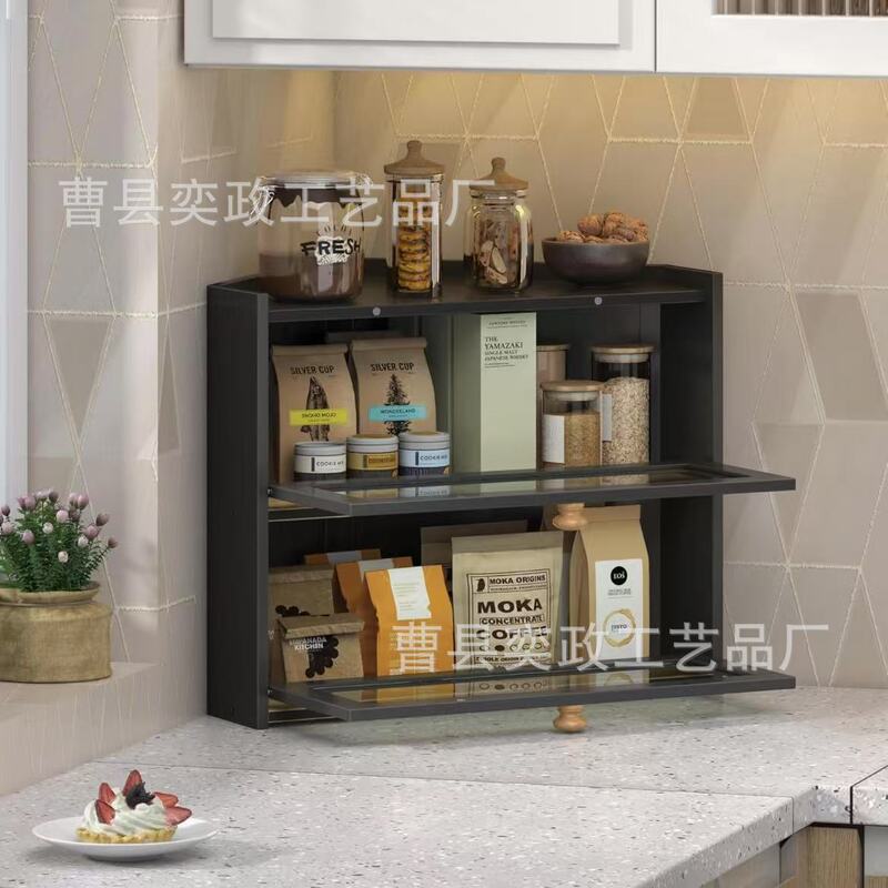 跨境实木拐角面包箱家用木质双层面包收纳盒木制糕点甜品储存箱|undefined