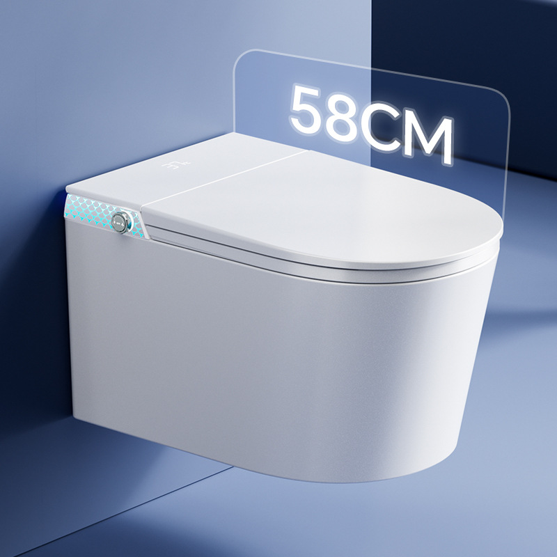 Fabricante inteligente de inodoro montado en la pared, un pequeño tamaño totalmente automático sin restricción de presión de agua asiento de inodoro