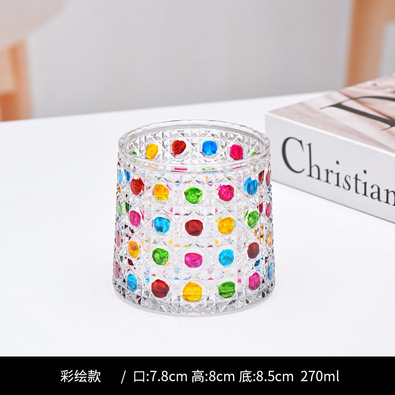 Tazas de vidrio de diamante de color tazas de whisky creativas tazas de vino caseras tazas románticas candelabro