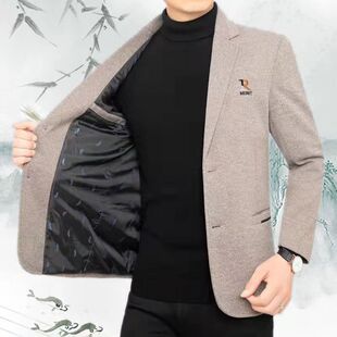 Autumn and Winter New Men's Solid Color Middle-Aged Men's No-Iron Thick Suit Business Casual Jacket Trendy Slim Single Suit