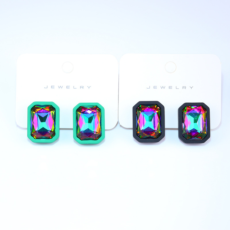 Inlay Design 1 Pair Retro Geometric Inlay Arylic Glass Ear Studs