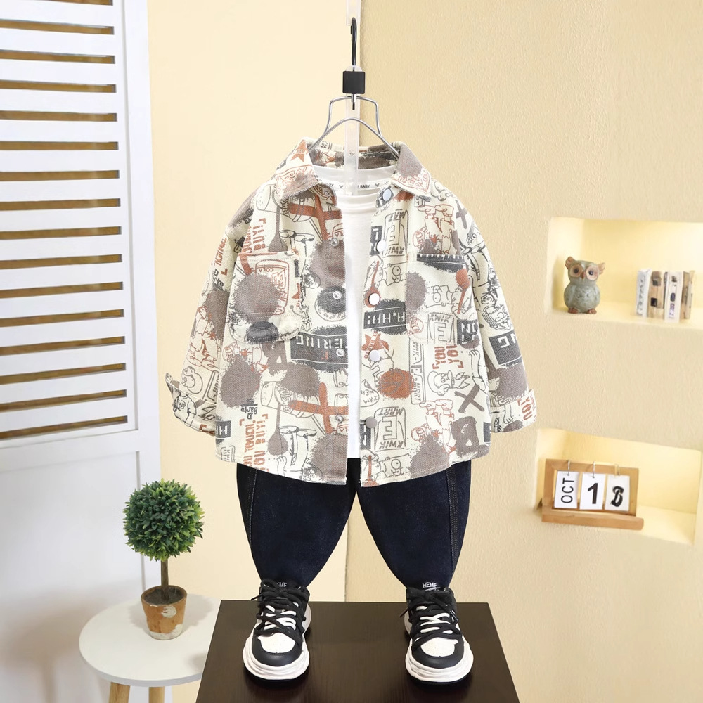 7567 camisas para niños modelos de primavera y otoño 2025 nuevos abrigos de primavera para niños ropa de estilo occidental para niños camisas delgadas