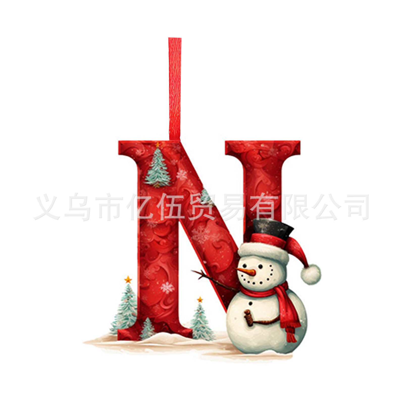Nuevos productos transfronterizos 26 letras muñeco de nieve bebé colgante de Navidad acrílico plano árbol de Navidad decoración para el hogar colgante image 19