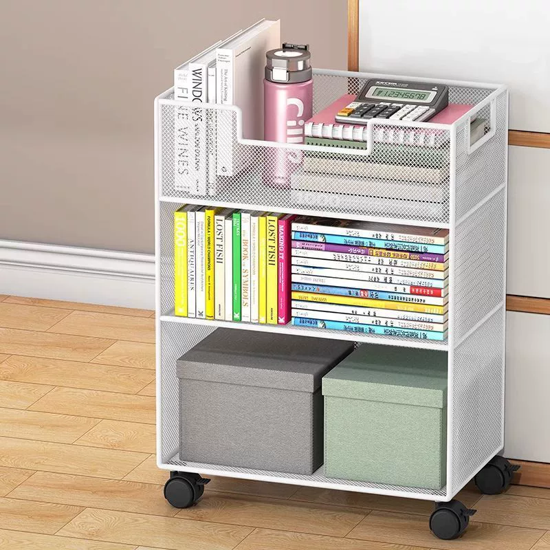 Подвижная книжная полка на колесиках, напольная полка для хранения под столом, шкаф для хранения книг, небольшая книжная полка рядом со столом, подстольная полка для хранения