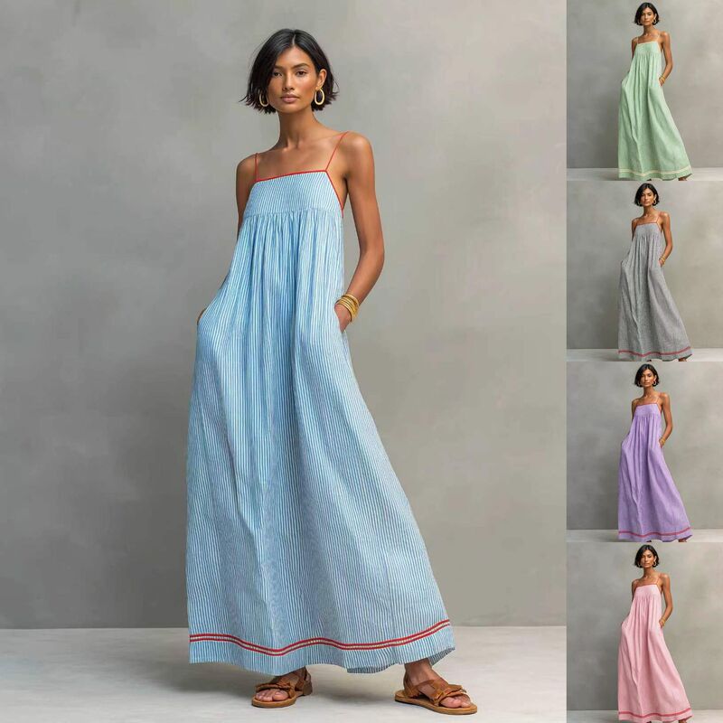 2026 European and American Cross-Border Foreign Trade Amazon Summer Fashion Casual Sleeveless Long Dress Women's Clothing