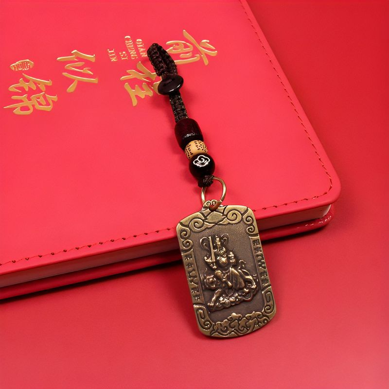 趙公明武富の神真鍮富の神キーホルダーペンダント富と宝を引き寄せる五方向富の神ペンダント|undefined