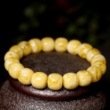 蜜蜡俄料白花蜜老型桶珠顶珠diy鸡油黄单株猴头文玩配饰直播货源