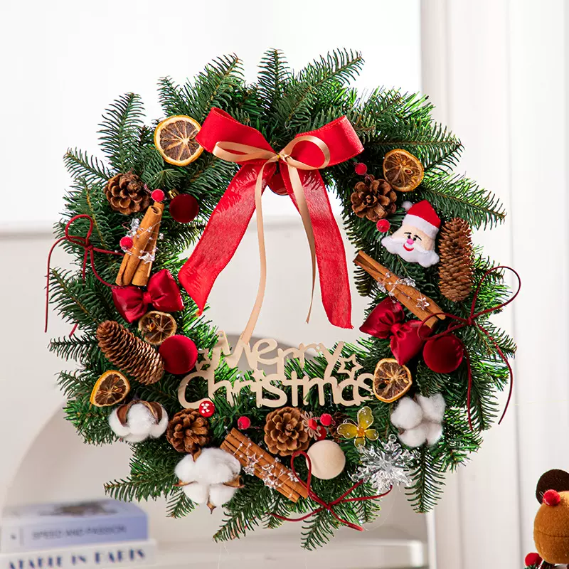 圣诞花环2025新款客厅圣诞节装饰创意门挂礼物墙面场景装饰布置