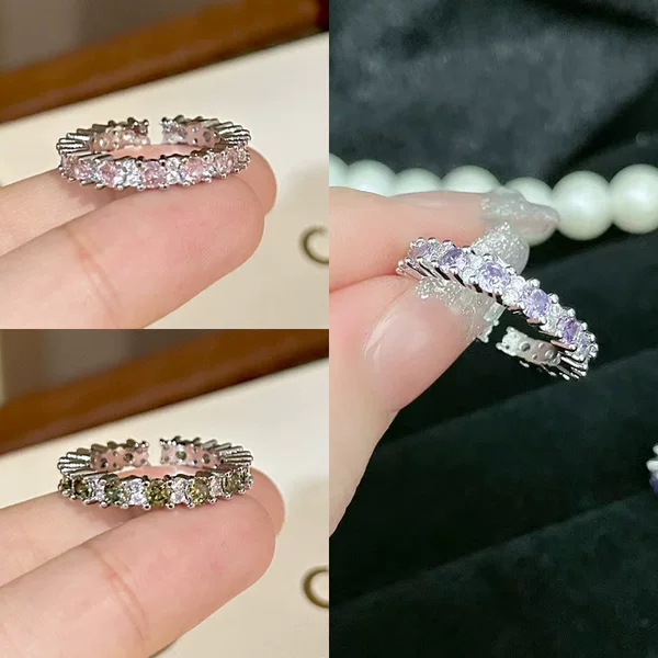 Cross-border Hot Sale European and American Women's Luxury Zircon Ring Full of Diamond Copper Ring Jewelry Birthday Gift Party Jewelry