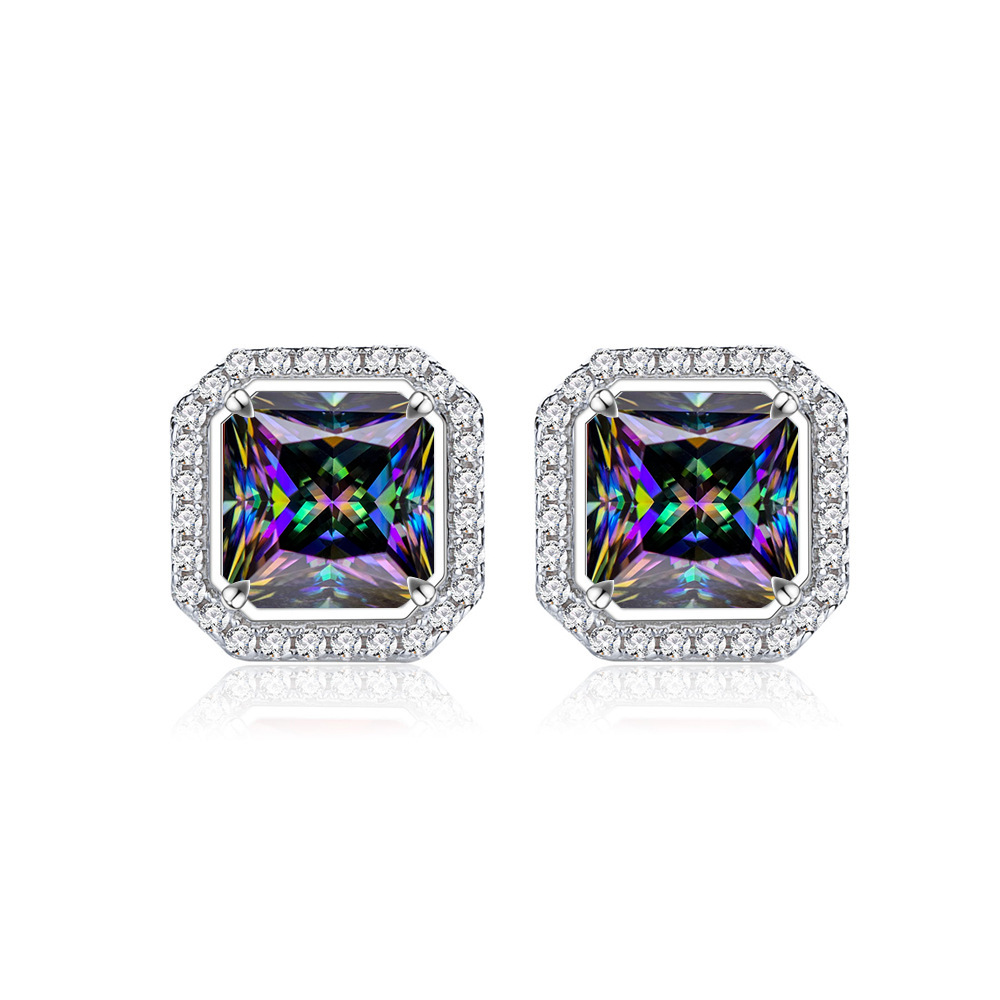 Princess 2CTX2pcs pernos de piedra de moissanita con certificado GRA se pueden probar lápiz de perforación azul verde rosa pernos de plata