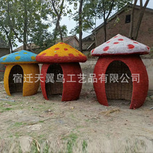 公园防腐稻草人工艺品抗老化户外人物动物仿真稻草工艺品绿雕摆件