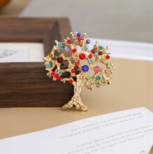 生命树胸针圣诞节礼帽镶钻胸花女士礼服满天星别针配饰男七彩别针