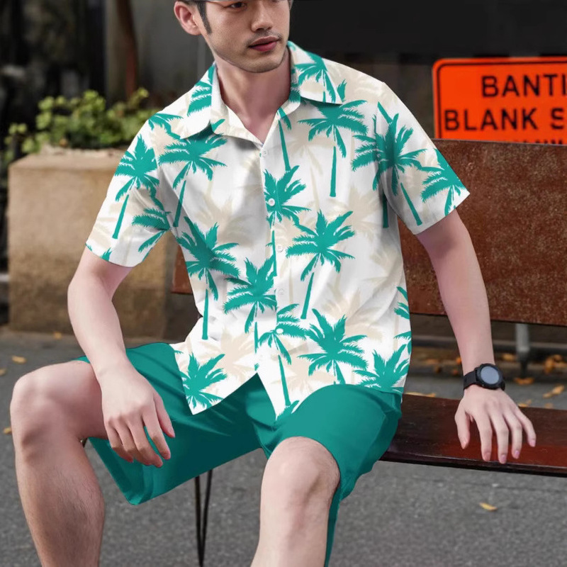 Cross-Border Hot Selling New Tropical Men's Trendy Printed Short-Sleeved Buttoned Summer Seaside Casual Lapel Shirt Short-Sleeved Cross-Border Hot Selling New Tropical Men's Trendy Printed Short-Sleeved Buttoned Summer Seaside Casual Lapel Shirt Short-Sleeved