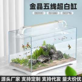 鱼缸客厅家用透明玻璃缸金晶五线超白长方形裸缸特大号水培养鱼缸