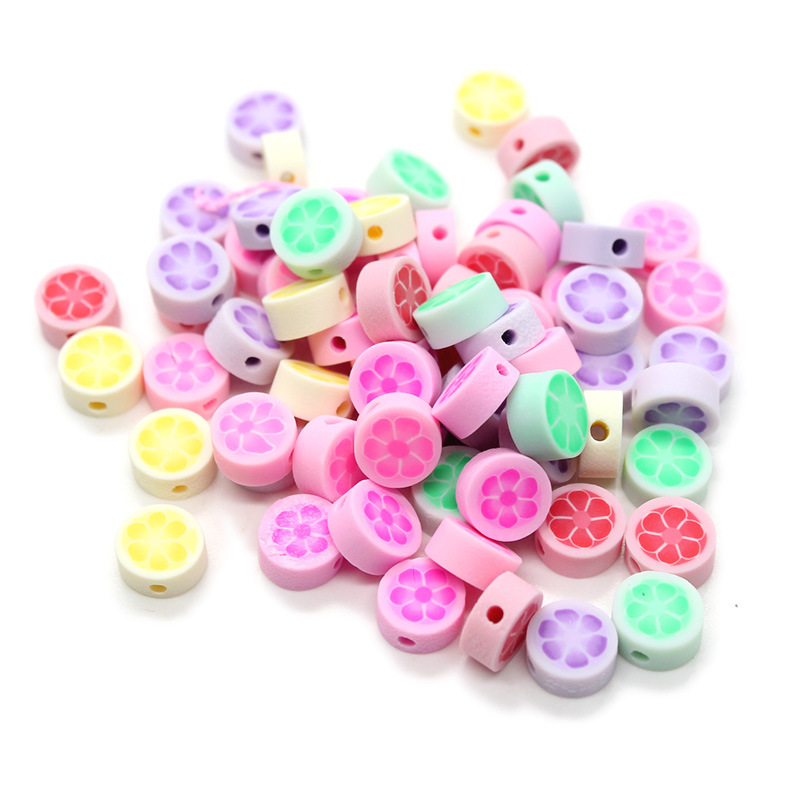 Cuentas de cerámica suave DIY, caras sonrientes, sueltas para pulseras y collares