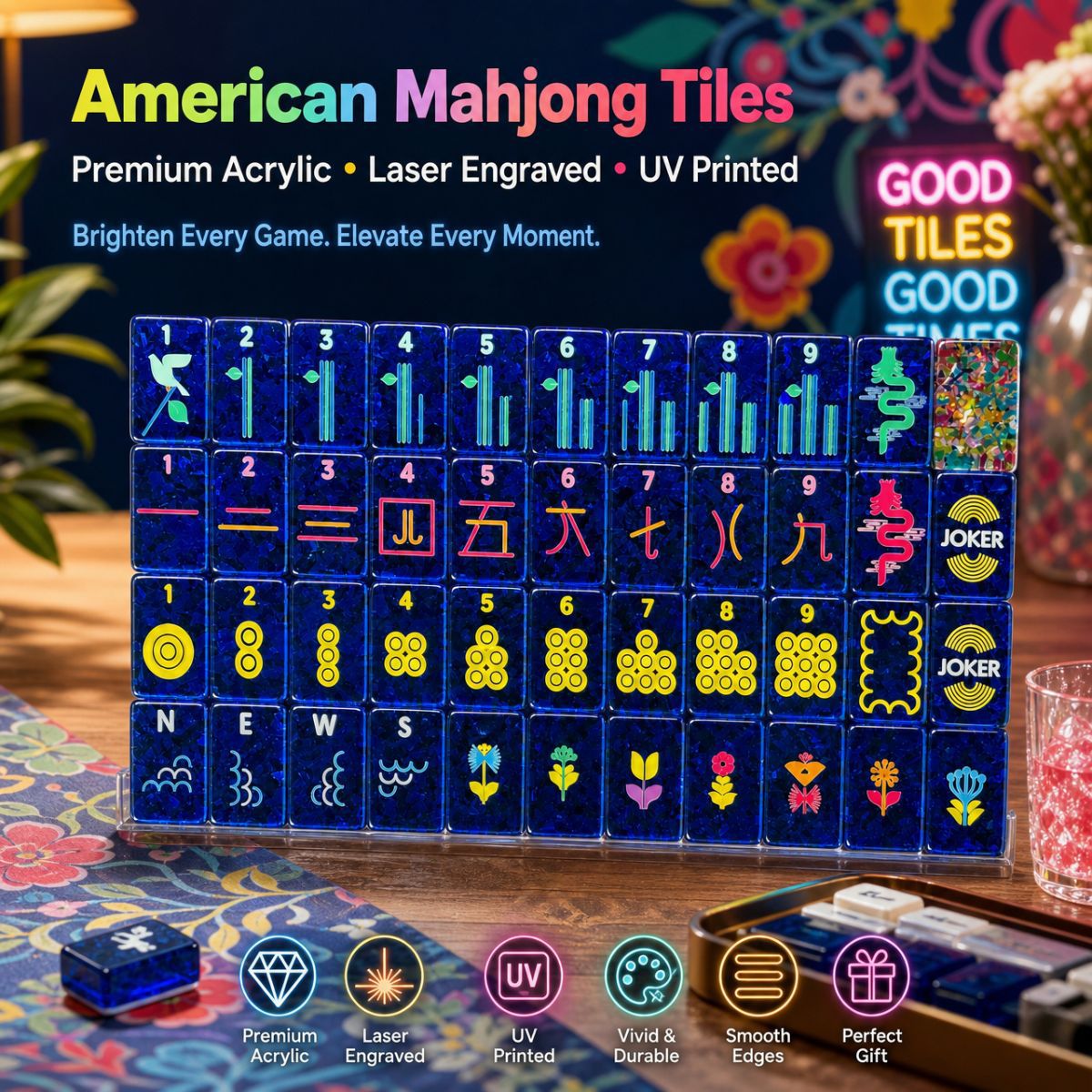 In Stock: Carved Pattern Mahjong Tiles, Shredded Paper Mahjong Tiles, Travel-Sized and Standard Size 160