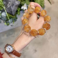 Xiaohongshu 本物の天然高品質ビッグイエローグルーフラワーラッキーブレスレットブレスレットラッキーシトリンガールズギフト