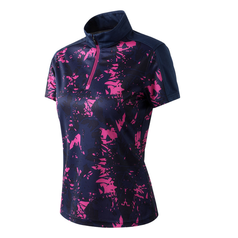 Al aire libre ropa de secado rápido de mangas cortas para mujeres nuevas camisetas de verano de camuflaje de cuello de carrera delgada camiseta transpirable deportiva casual
