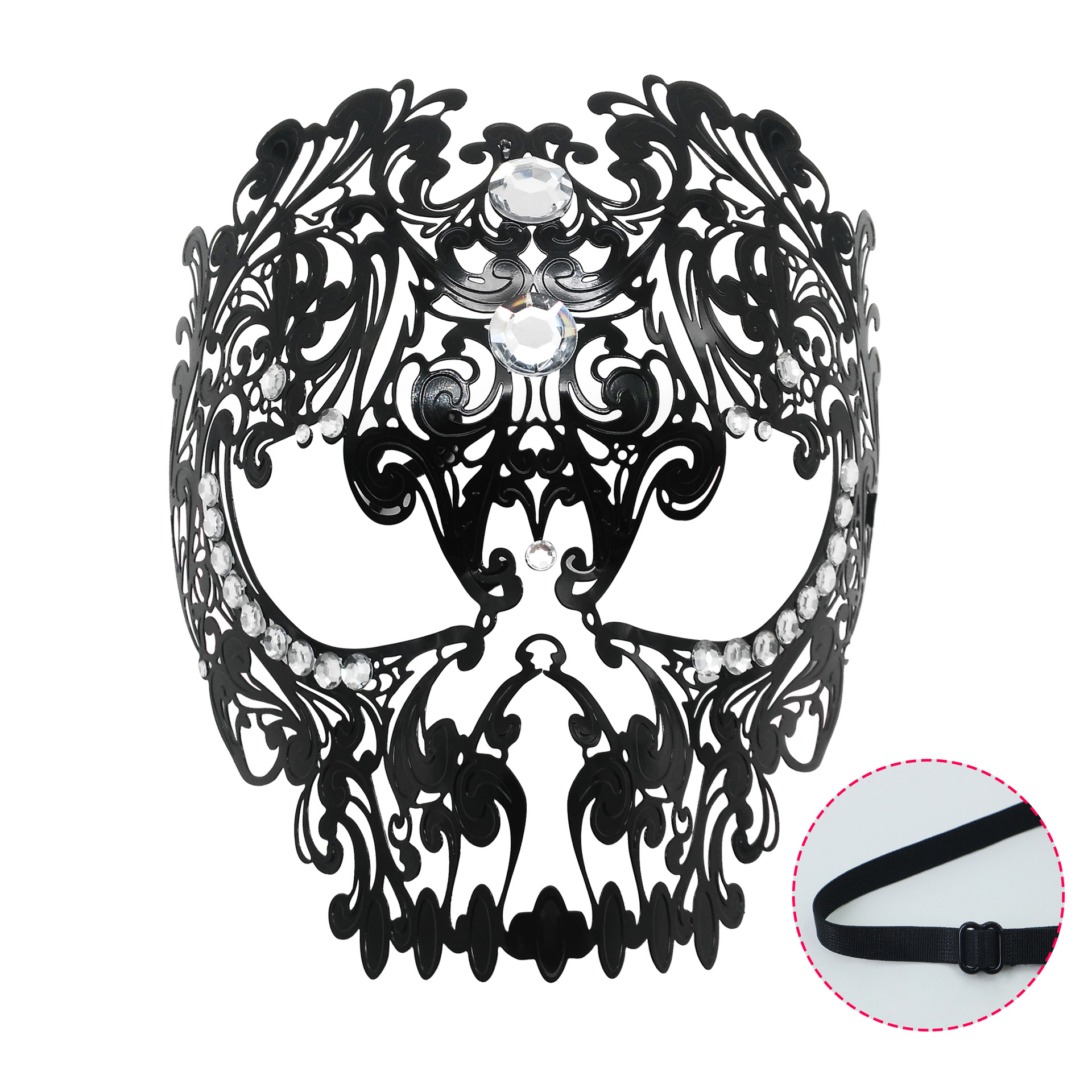 Transfronterizos para máscaras de diamantes de hierro forjado, máscaras de perforación de punto para hombres, máscaras de baile de maquillaje para adultos, máscaras de metal de carnaval