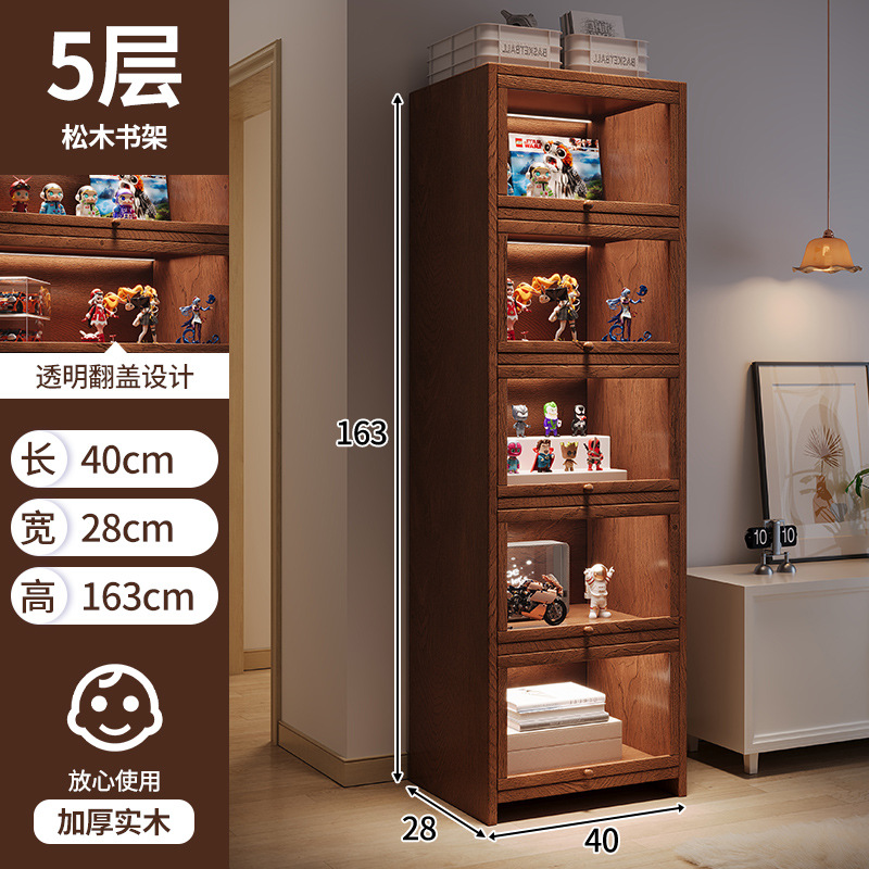 Mesita de noche de madera maciza Estilo retro americano Dormitorio junto a la cama Gabinete de almacenamiento multicapa para el hogar Estante con grietas