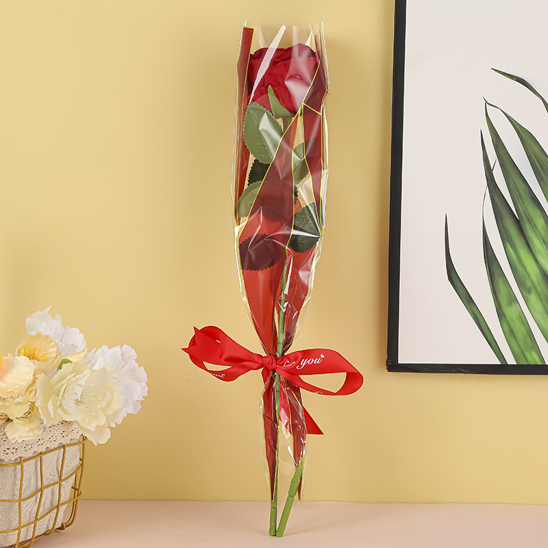 Bolsa de embalaje de flores, bolsa individual de rosas, tienda de flores, bolsa de embalaje de ramo transparente diy, bolsa de ramo opp impermeable de alta gama