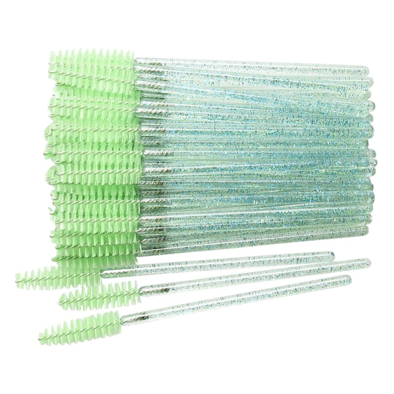 Wholesale Disposable Crystal Rod Eyelash Brushes, Portable Pack of 50 Spiral Small Eyebrow Brushes, Special Eyelash Comb for Beauty Makeup