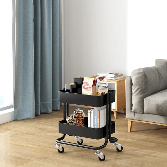 Lastimar metal carro estante de almacenamiento cocina de tres capas móvil belleza piso dormitorio sala de estar estante de almacenamiento