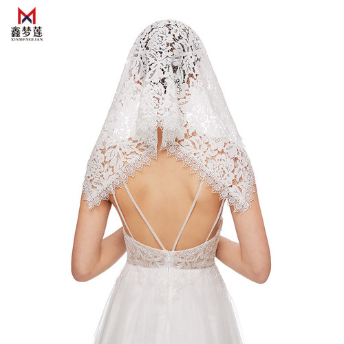 Cross-border bridal lace headscarf Muslim triangle headdress veil short gauze shawl single layer veil