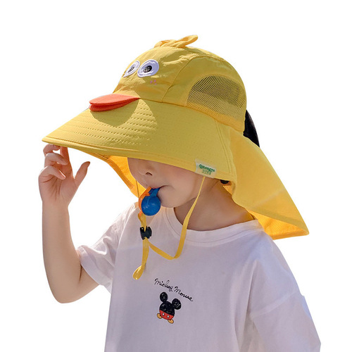 Outdoor children's sun hat for shopping, cute sun hat for men and women, summer neck protection, sun protection, fisherman hat, large brim hat