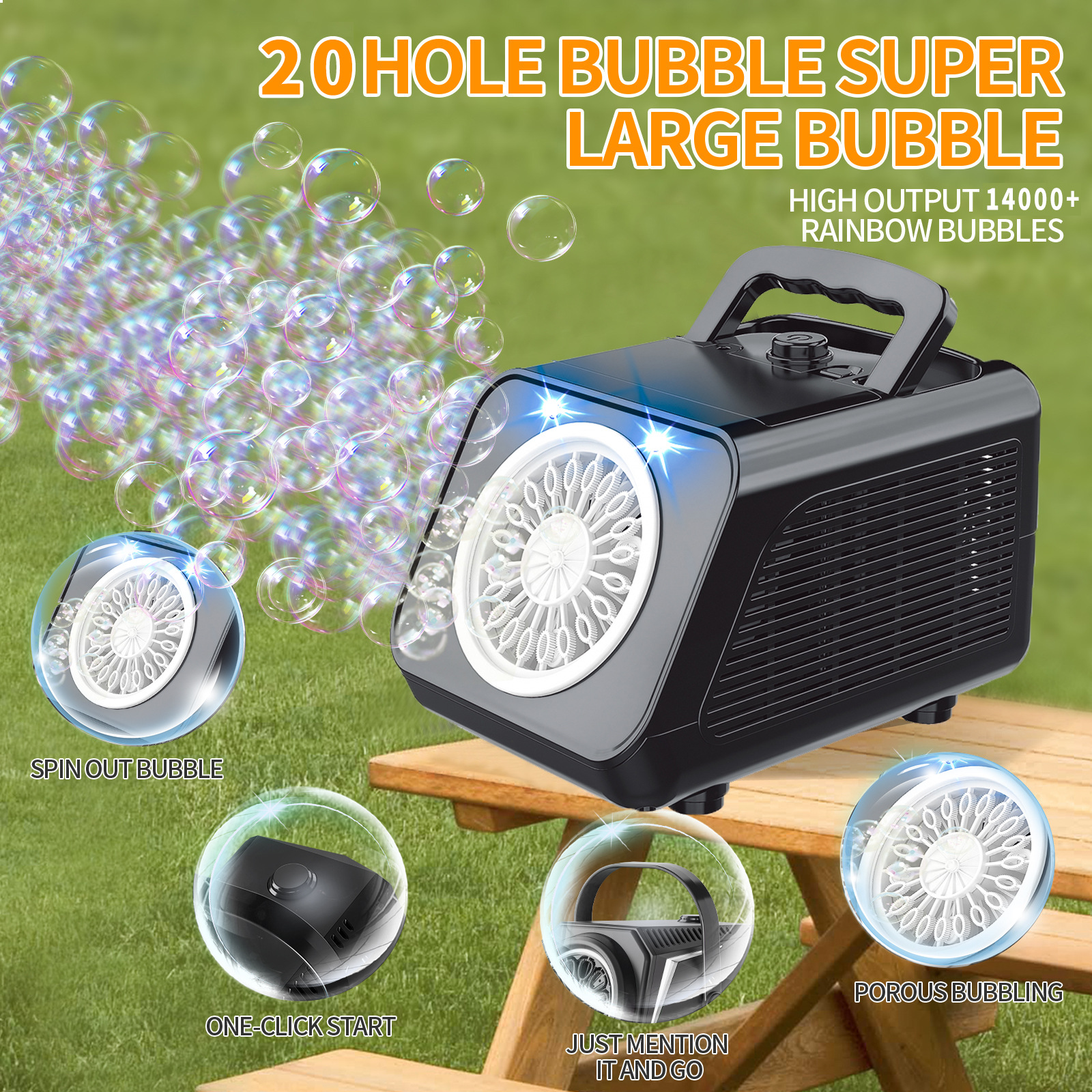 Máquina de Burbujas Automática de Mano con Luces de Plástico para Fiestas al Aire Libre image 3
