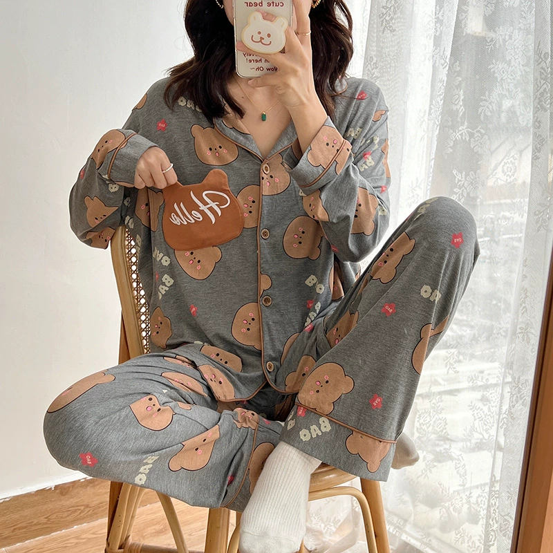 [Спот 8792] Модерский костюм для родов весной и летом с принтом пижамы для беременных