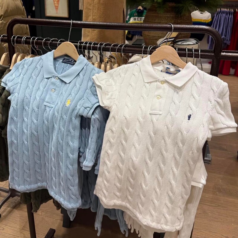High-Quality Qr Code Scannable Ralph Lauren Logo Cable Knit Short-Sleeve Cotton Polo Collar Twist Knit T-Shirt for Women High-Quality Qr Code Scannable Ralph Lauren Logo Cable Knit Short-Sleeve Cotton Polo Collar Twist Knit T-Shirt for Women