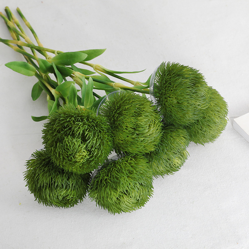 現代簡約風仿真假花手感保濕毛石球 客廳桌面擺放仿真花束綠石竹