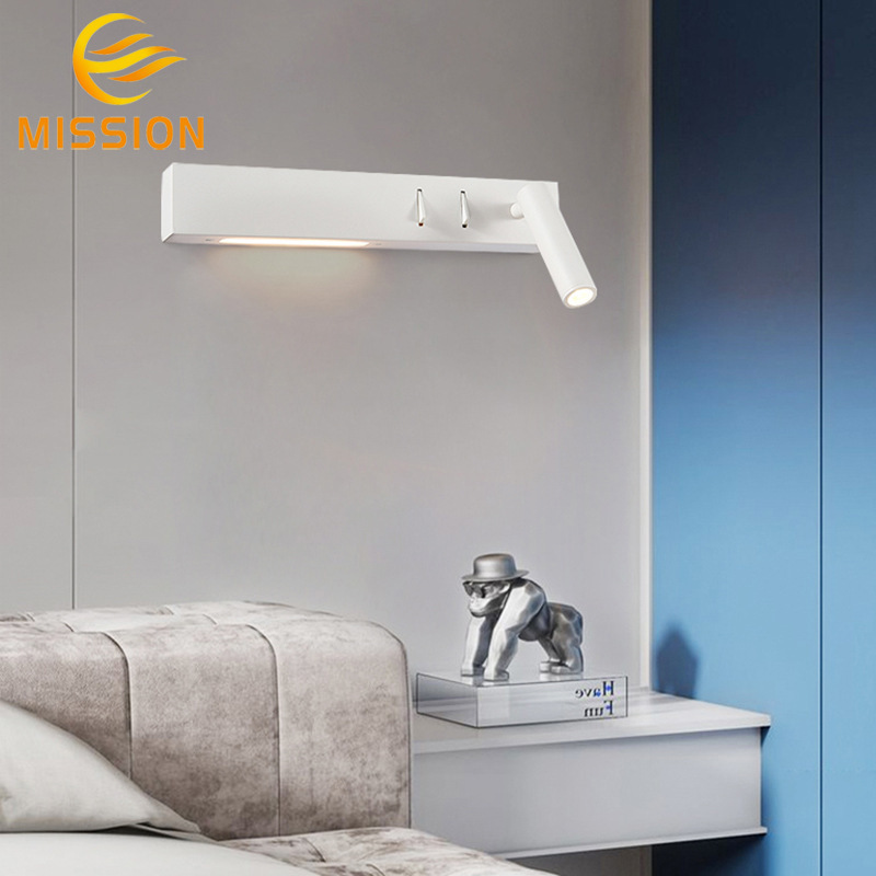 Home Indoor White Wall Lamp Nordic Wall-Mounted Simple Hotel Double Switch Led Wall Lamp Can Be Used as a 350 Reading Lamp