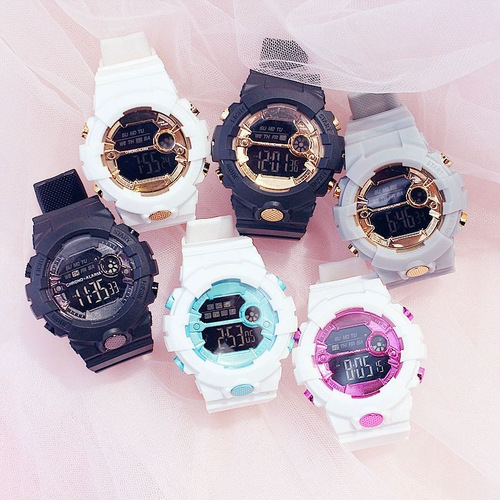 Children's Alarm Clock Electronic Watch for Girls, Trendy and Fashionable, Girl's Waterproof Night Light Sports Multi-Function Mechanical Watch On Sale