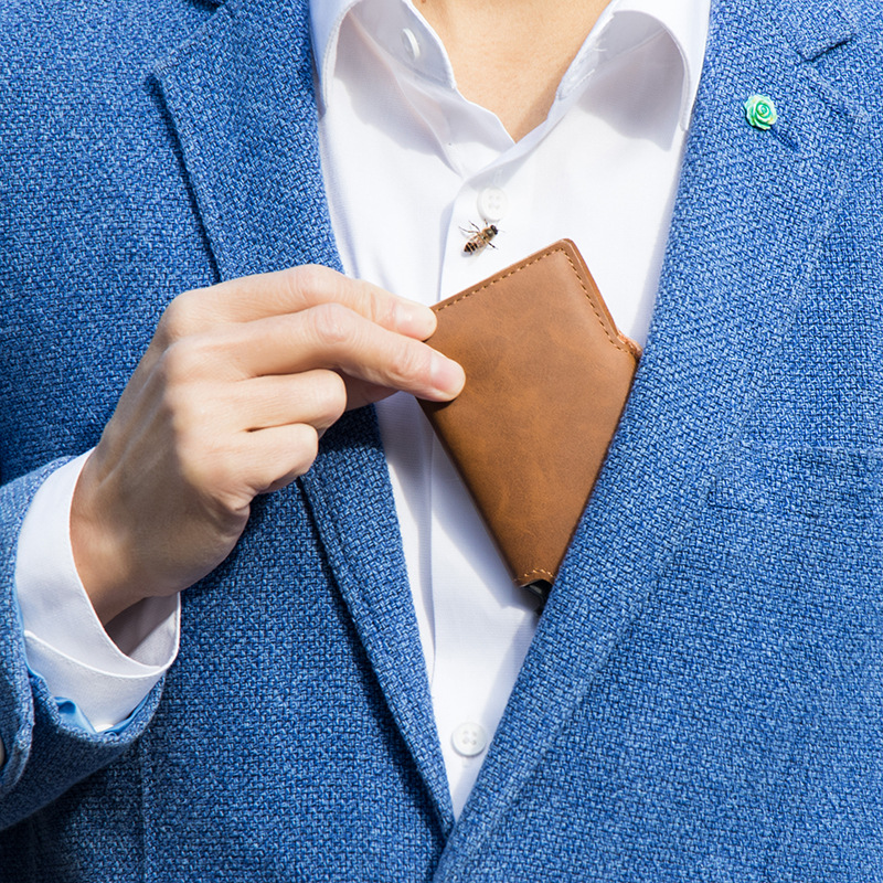 Venta directa de fábrica RFID ID tarjeta bancaria bolsa PU mini Cartera de metal