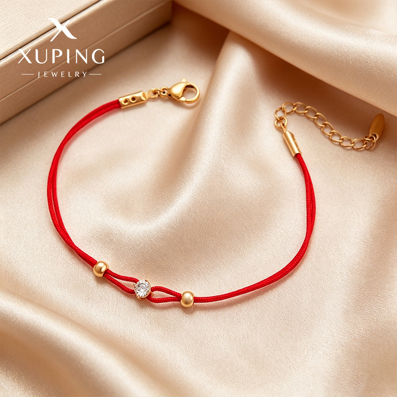 Joyas Xuping simple nueva pulsera de cuerda roja aleación de cobre chapado 18k estilo clásico retro joyas al por mayor