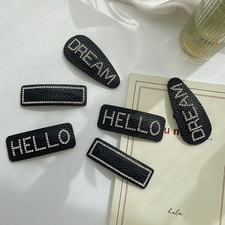 Korean Simple Letter Bb Clip Water Droplet Square Rhinestone Bangs Hairpin Side Clip Wholesale display picture 4